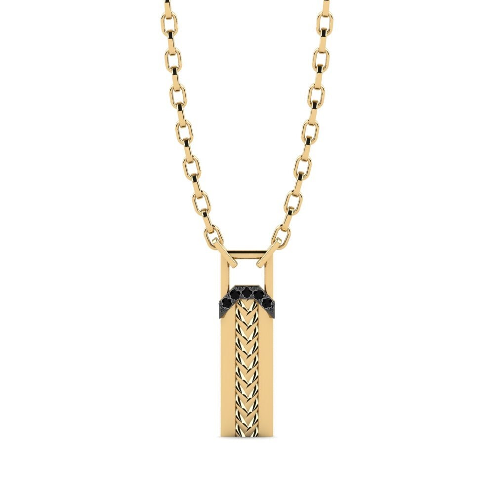 Or Jaune 585 Diamant Noir Collier pour homme Besancon
