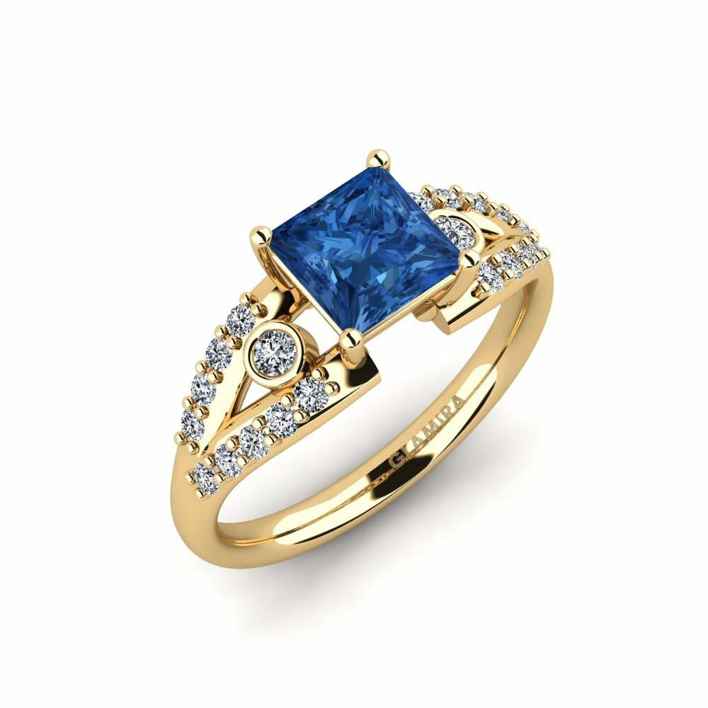 Dark Blue Zirconia Engagement Ring Betella - Princess