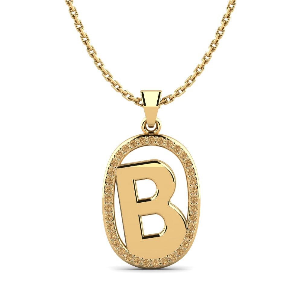 14k Oro Amarillo Diamante Marrón Colgante de Mujer Bettye B