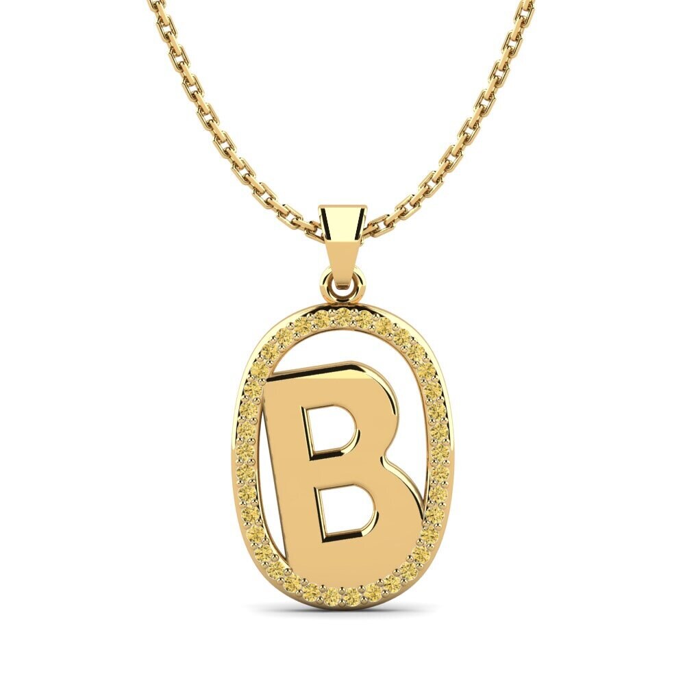 14k Oro Amarillo Diamante Amarillo Colgante de Mujer Bettye B