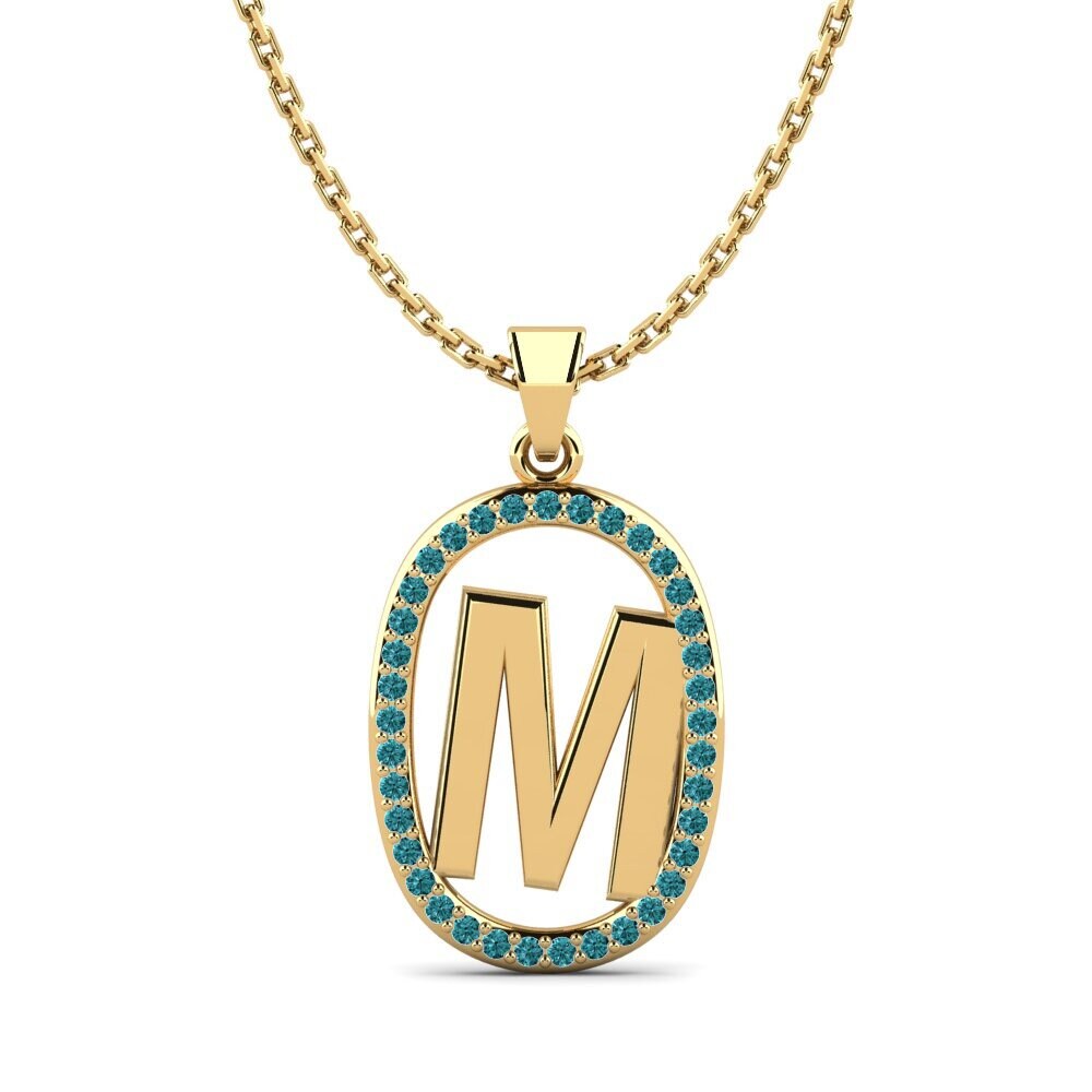 14k Oro Amarillo Diamante Azul Colgante de Mujer Bettye M