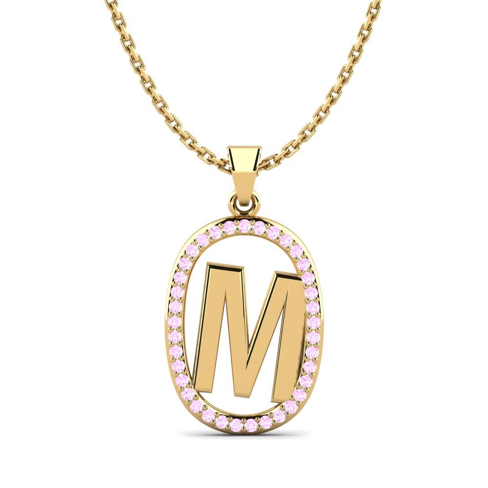 14k Oro Amarillo Zafiro Rosado Colgante de Mujer Bettye M