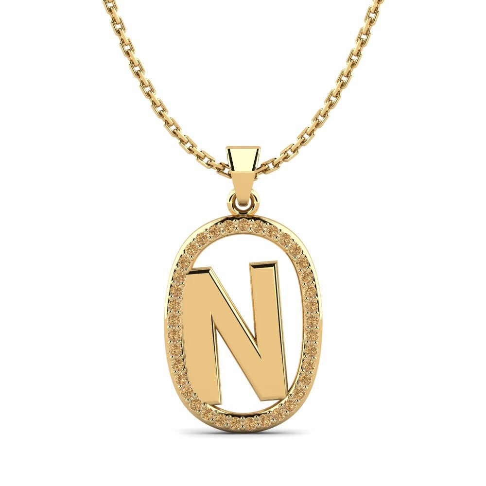 14k Oro Amarillo Diamante Marrón Colgante de Mujer Bettye N