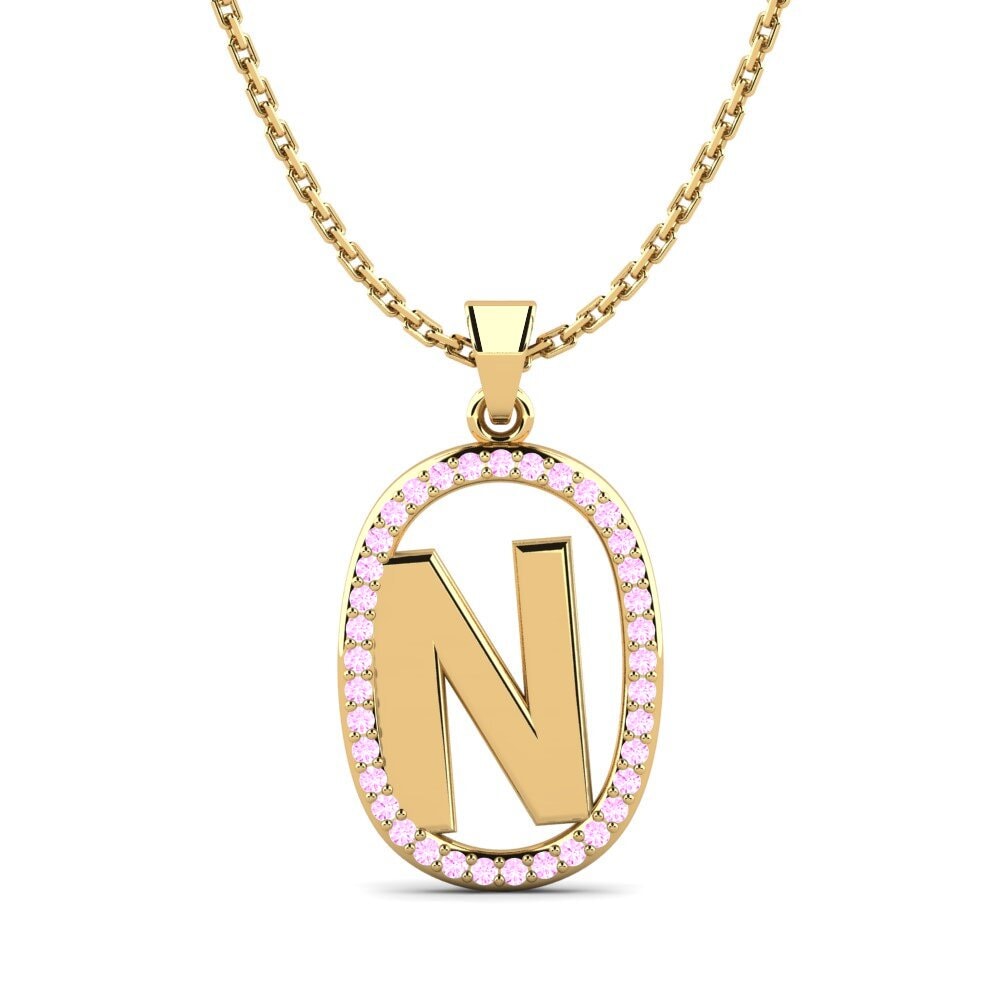 Gelbgold 585 Rosa Saphir Damen anhänger Bettye N