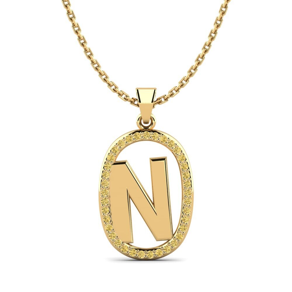 14k Oro Amarillo Diamante Amarillo Colgante de Mujer Bettye N