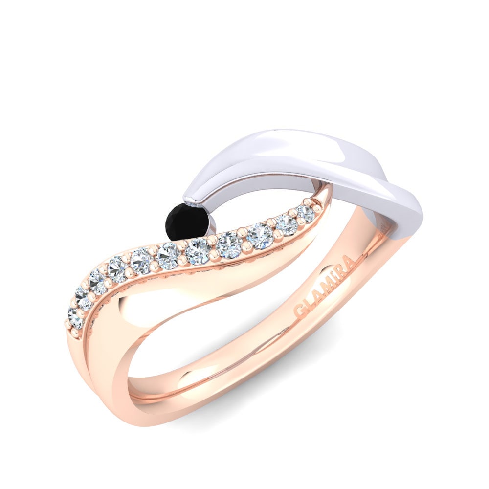 18k Oro Rosa & Blanco Diamante Negro Anillo Beyonce
