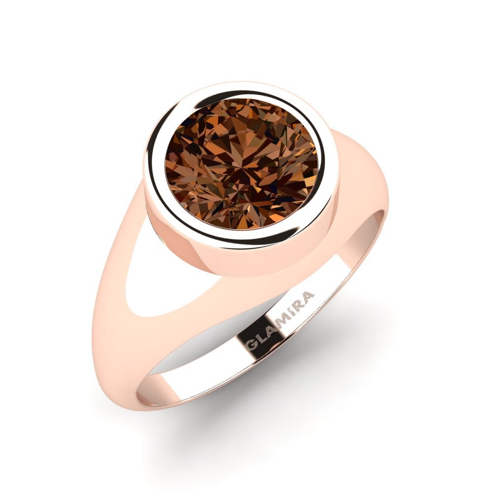 Oro Rosso 750 Diamante Marrone Anello da uomo Bhakta