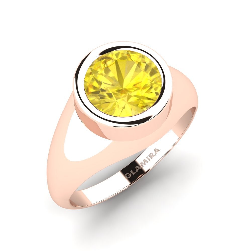 14k Rose Gold Yellow Sapphire Men's Ring Bhakta