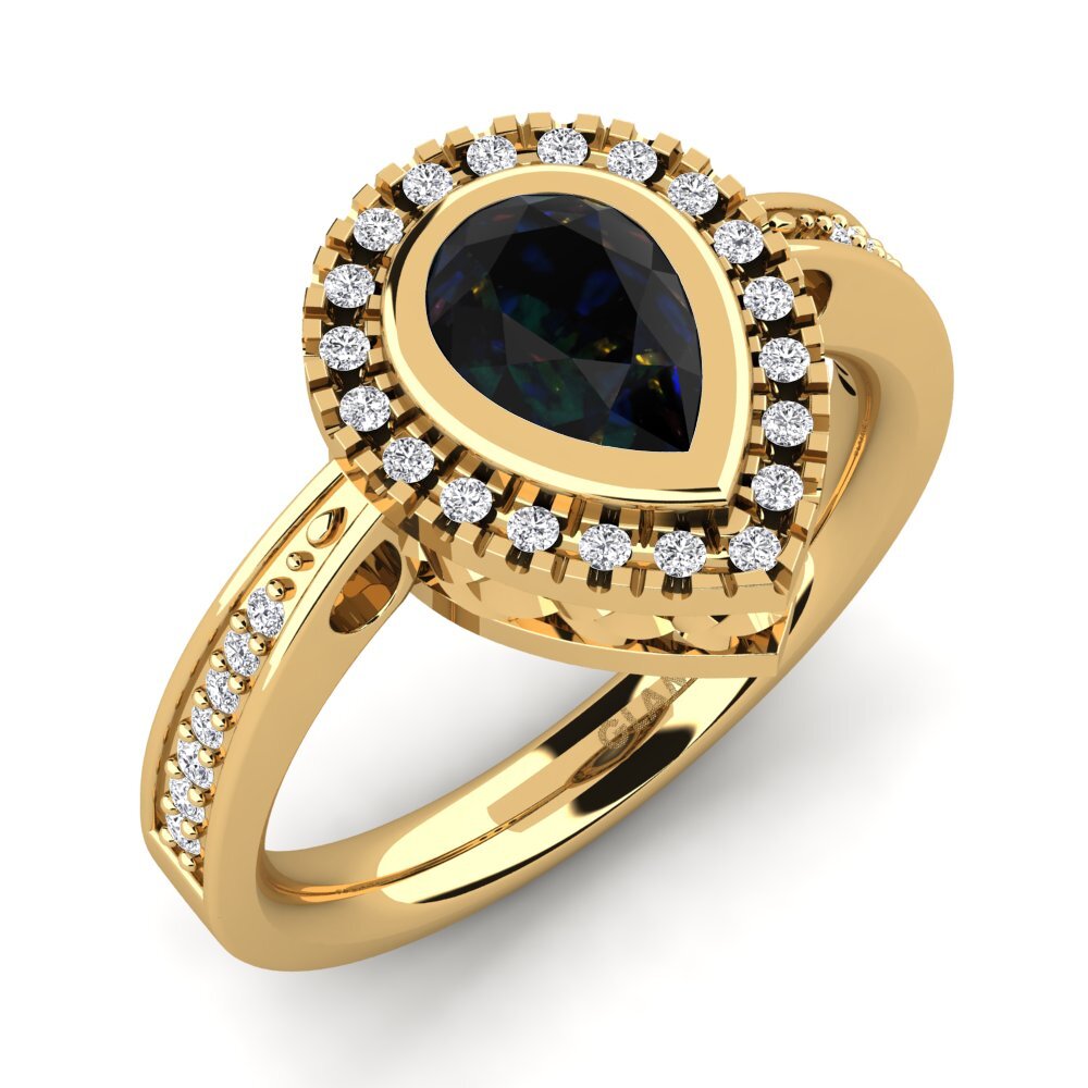 Black Opal Engagement Ring Bibury