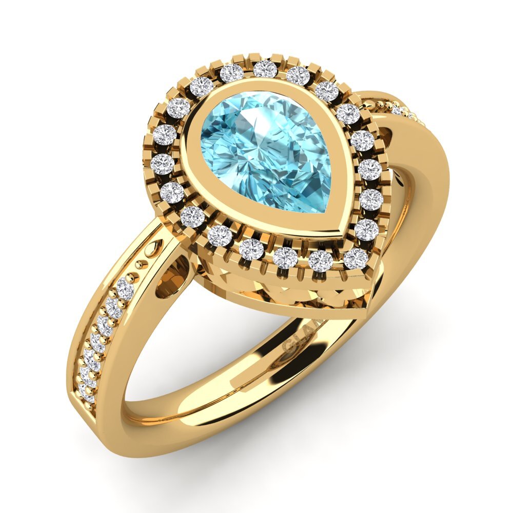 Blue Zircon Engagement Ring Bibury