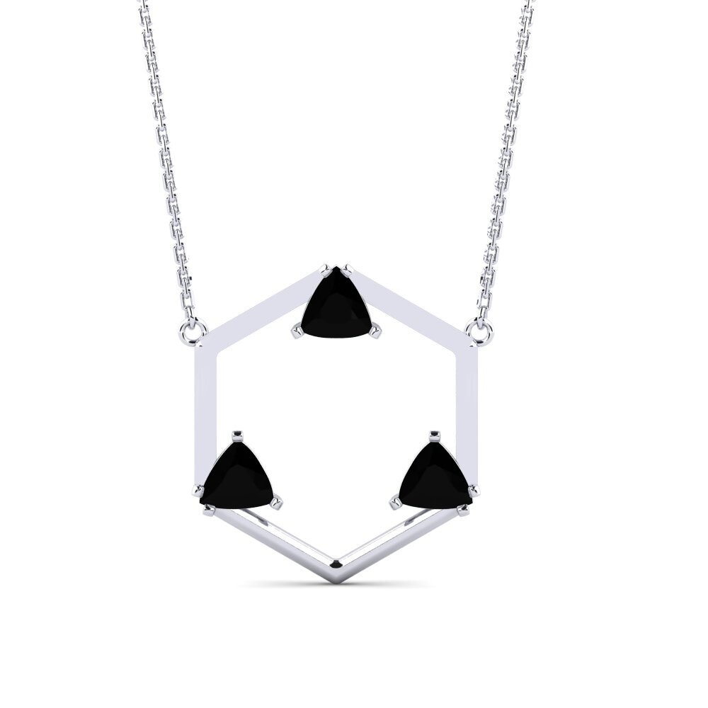 Trillion Black Sapphire Women's Necklace Bicoir