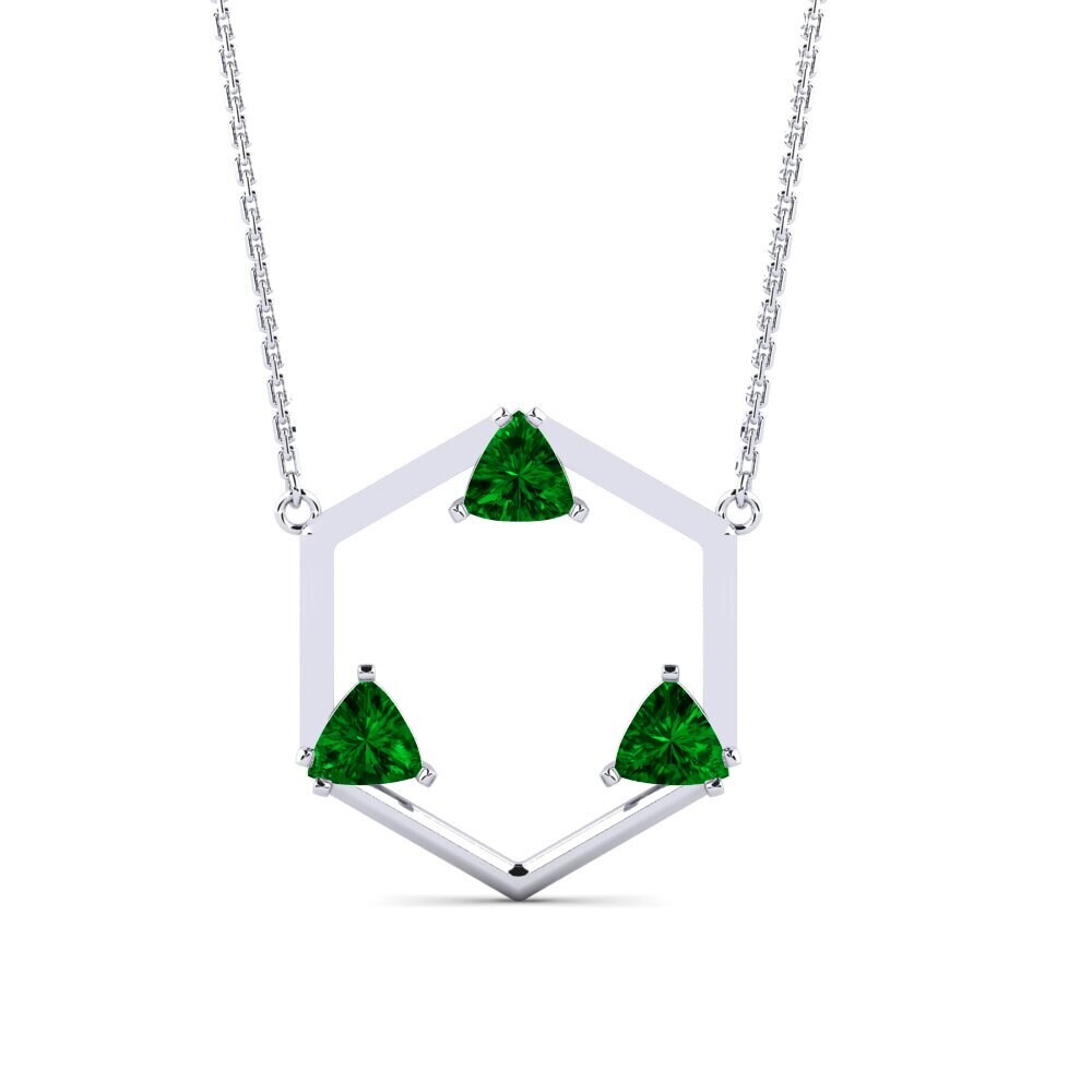 Trillion Green Zirconia Necklace Bicoir