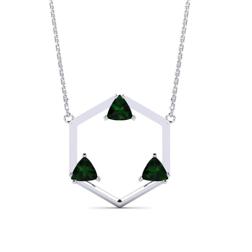 Trillion Green Tourmaline Women's Necklace Bicoir