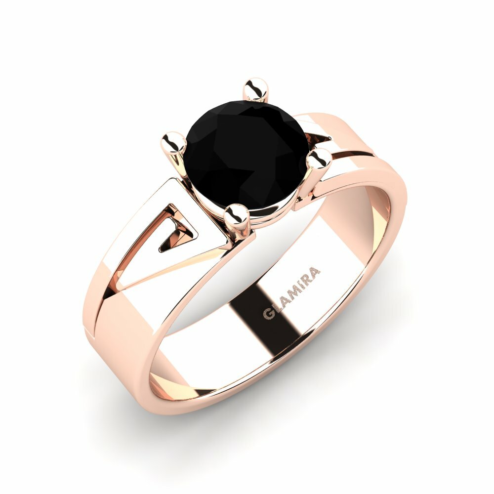 9k Rose Gold Black Onyx Engagement Ring Biddie