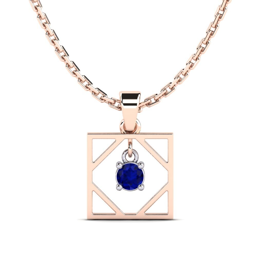 9k Oro Rosa & Blanco Zafiro Colgante de Mujer Bien