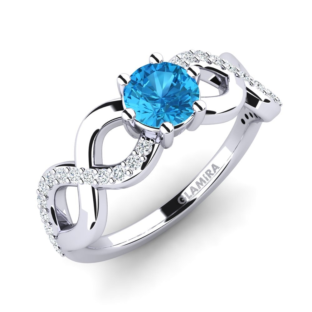 Round Blue Topaz Women's Ring Bifige