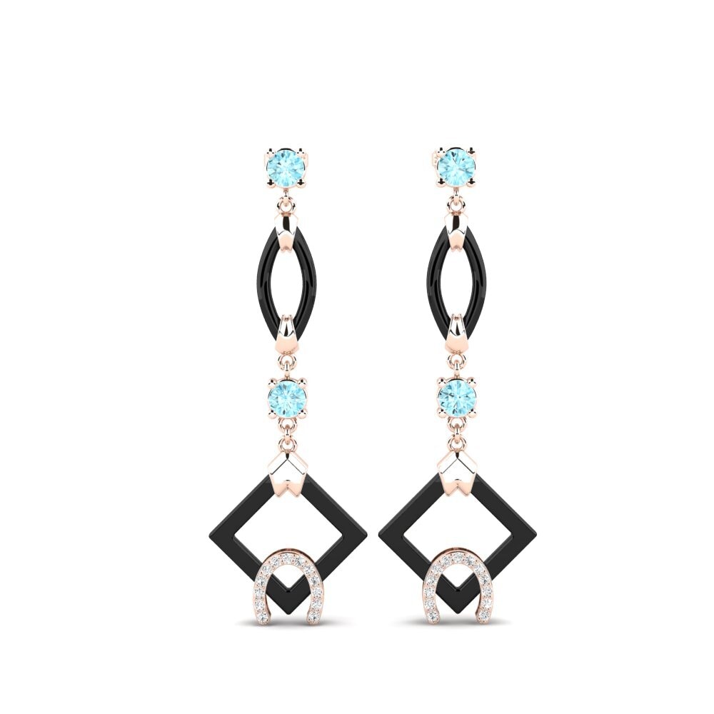 14k Rose Gold Aquamarine Women's Earring Bigley
