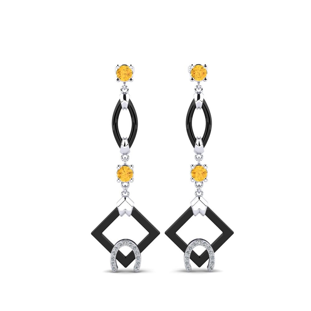 950 Palladium Citrine Women's Earring Bigley