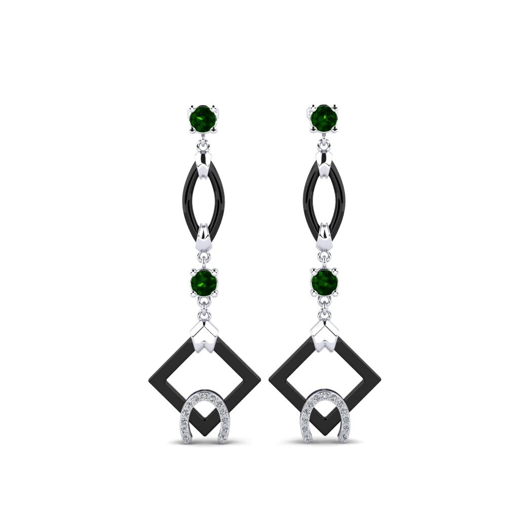 White Silver Green Tourmaline Women's Earring Bigley