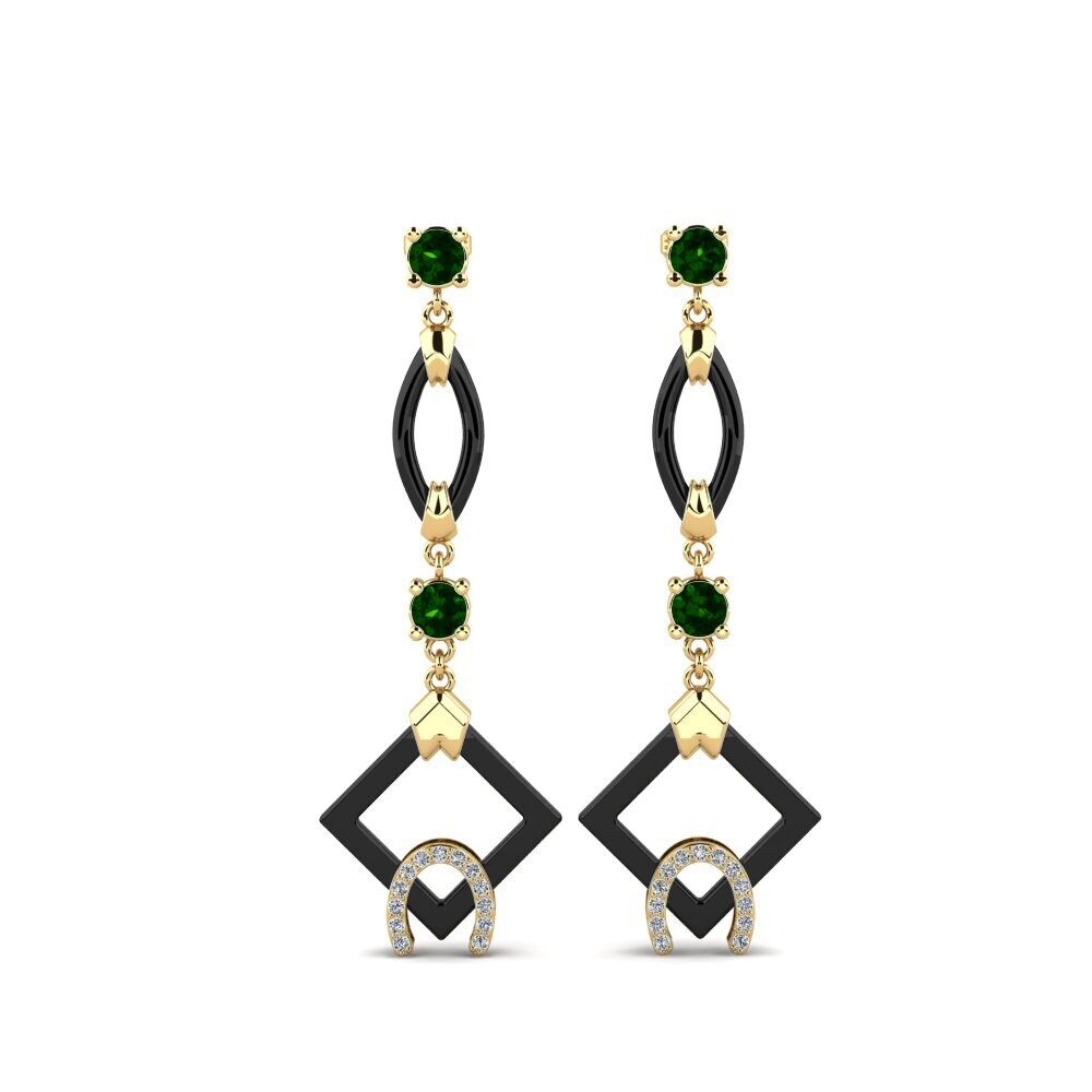 14ct Yellow Gold Green Tourmaline Women's Earring Bigley