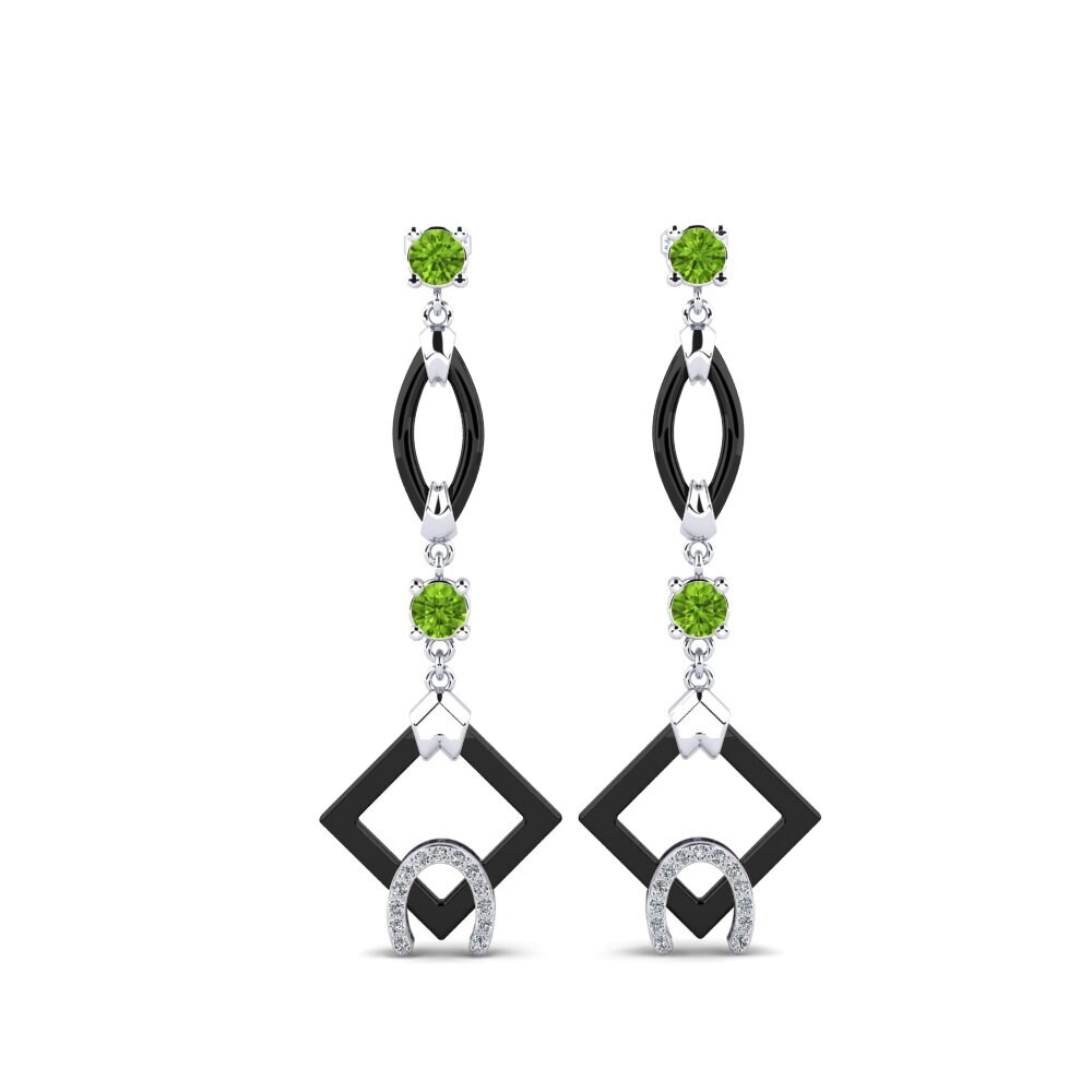 White Silver Peridot Women's Earring Bigley