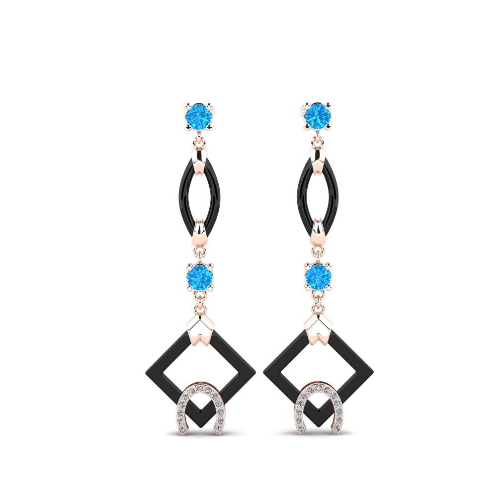 9ct Rose Gold Blue Topaz Women's Earring Bigley