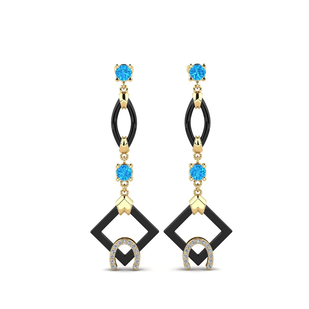 14ct Yellow Gold Blue Topaz Women's Earring Bigley