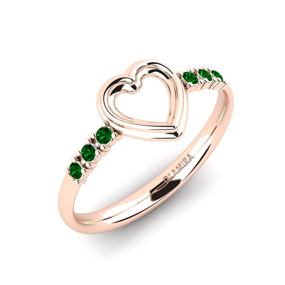 14ct Rose Gold Green Zirconia Ring Bikyu
