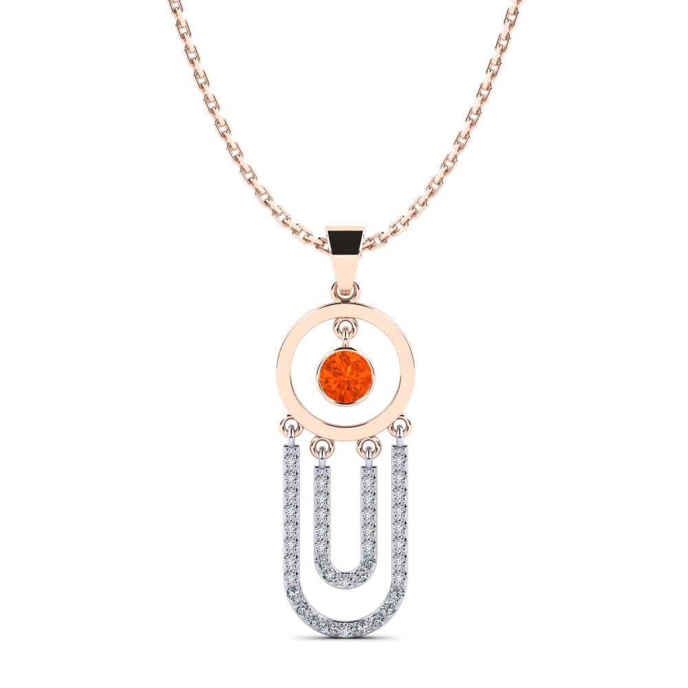18k Oro Rosa & Blanco Ópalo Fuego Colgante de Mujer Bilbo