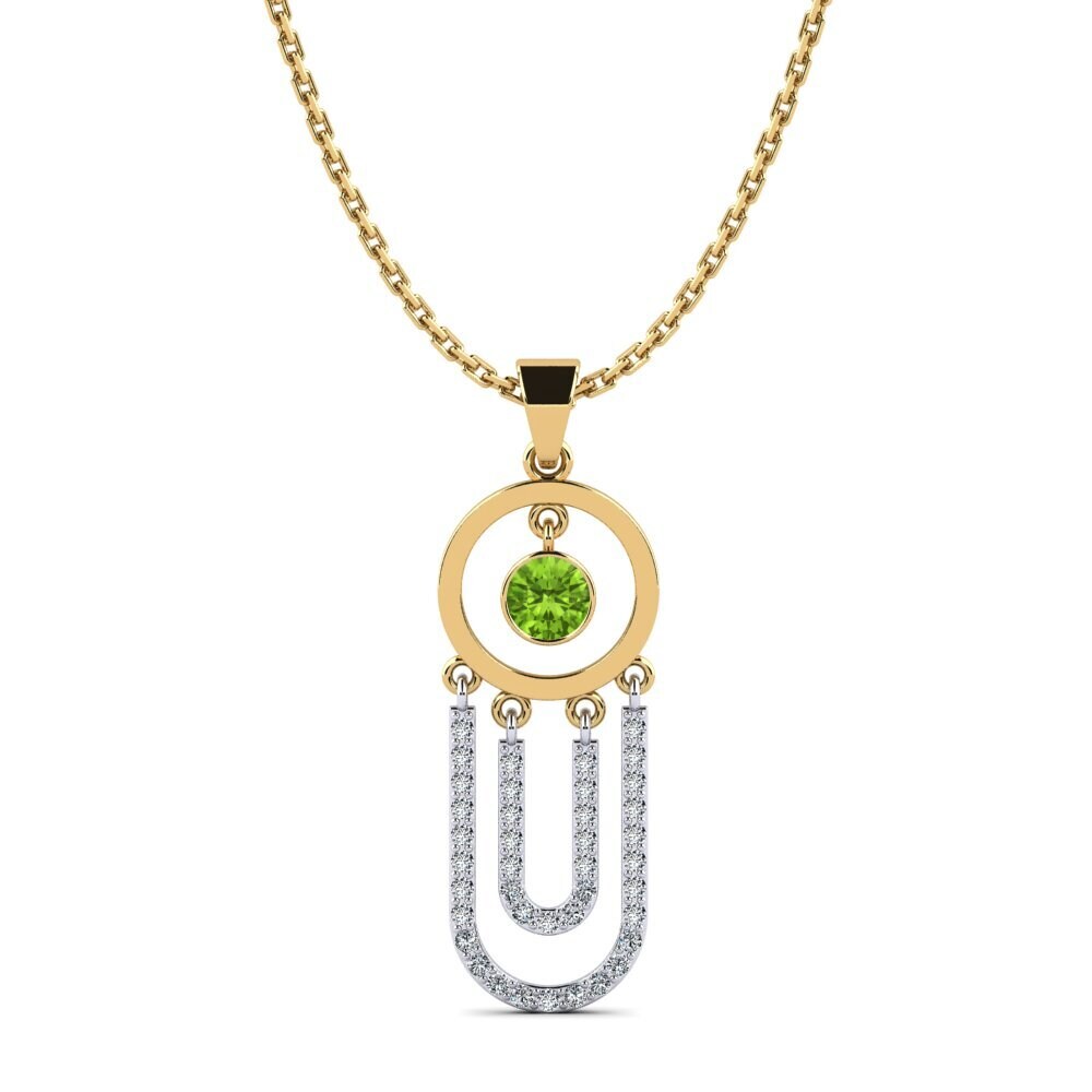 9k Oro Amarillo & Blanco Peridoto Colgante de Mujer Bilbo
