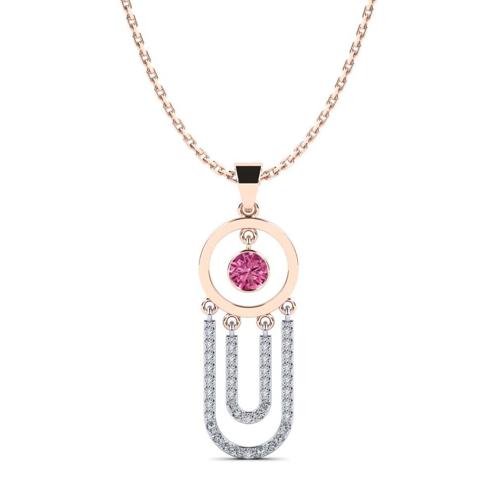 9k Oro Rosa & Blanco Turmalina rosa Colgante de Mujer Bilbo