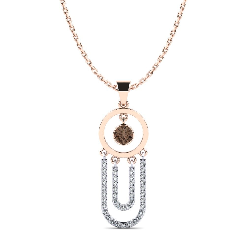 9k Oro Rosa & Blanco Cuarzo humo Colgante de Mujer Bilbo