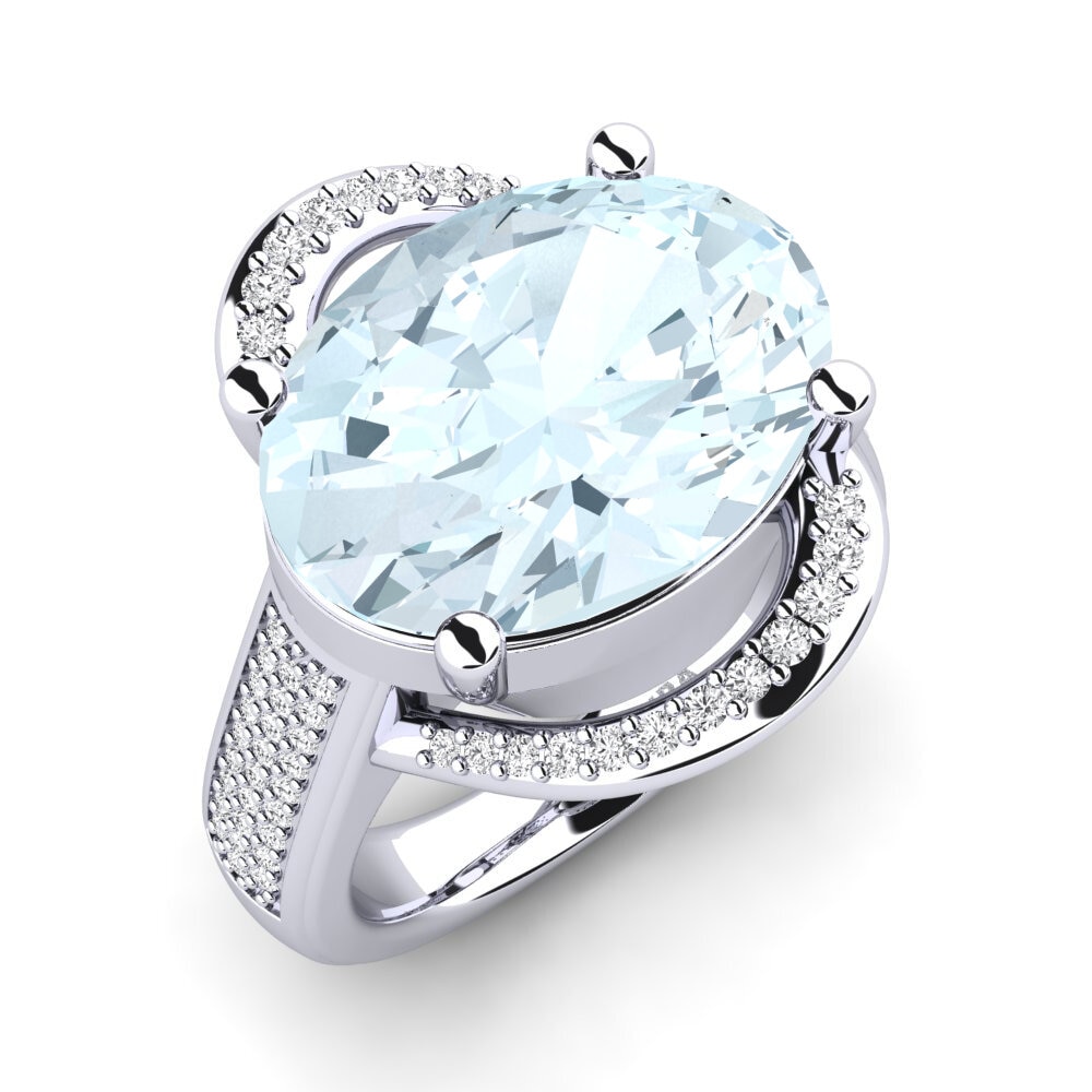 14k White Gold Aquamarine Ring Billi