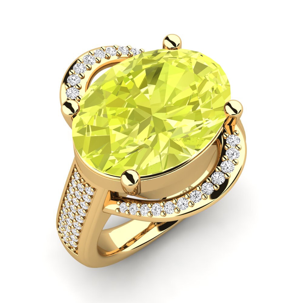 Or Jaune 14k Quartz Citron Bague Billi