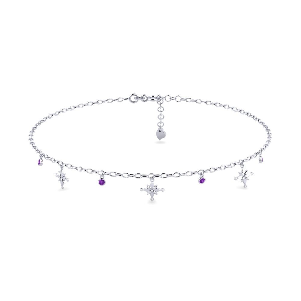 Améthyste Chaîne cheville femme Biner