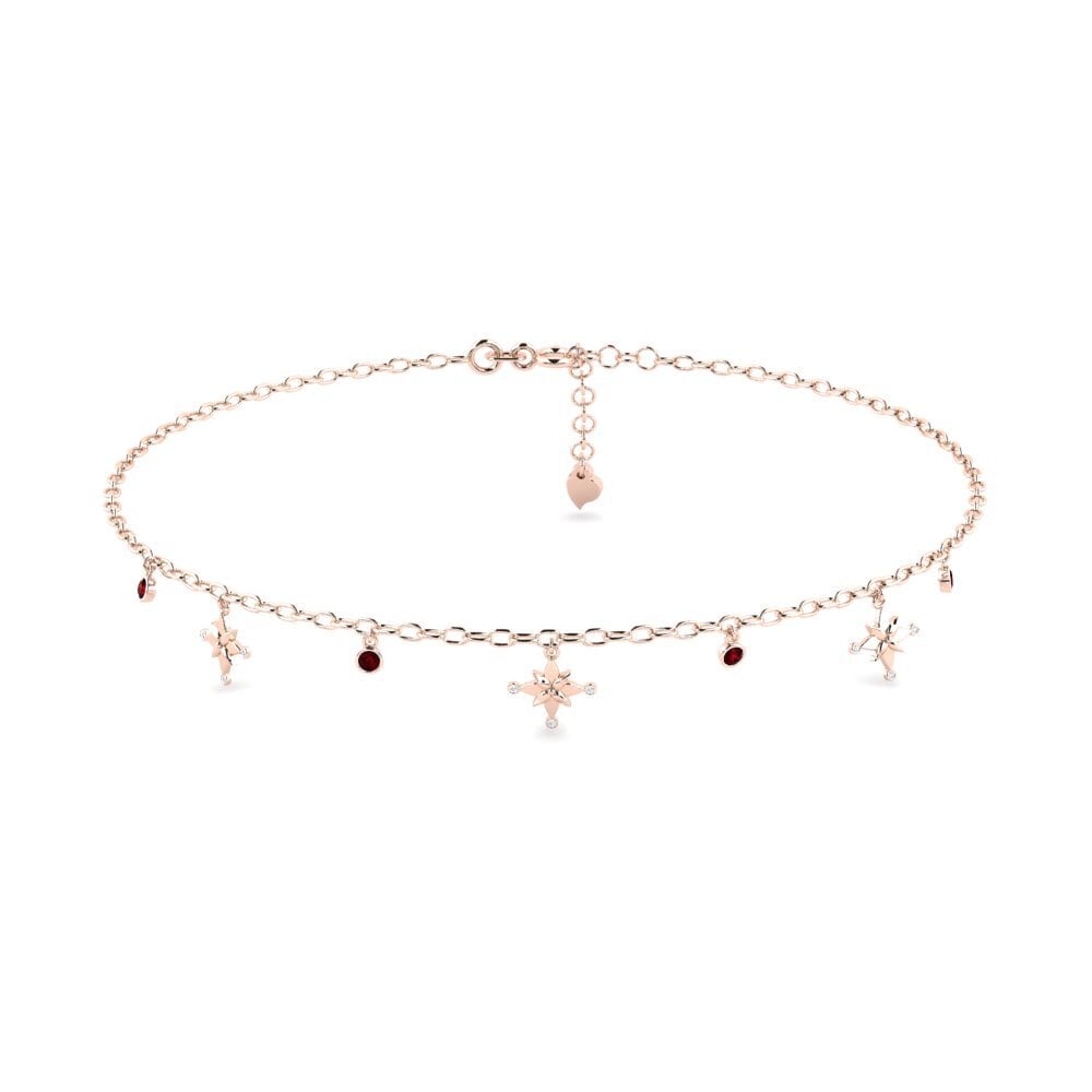 9ct Rose Gold Garnet Women's Anklet Biner