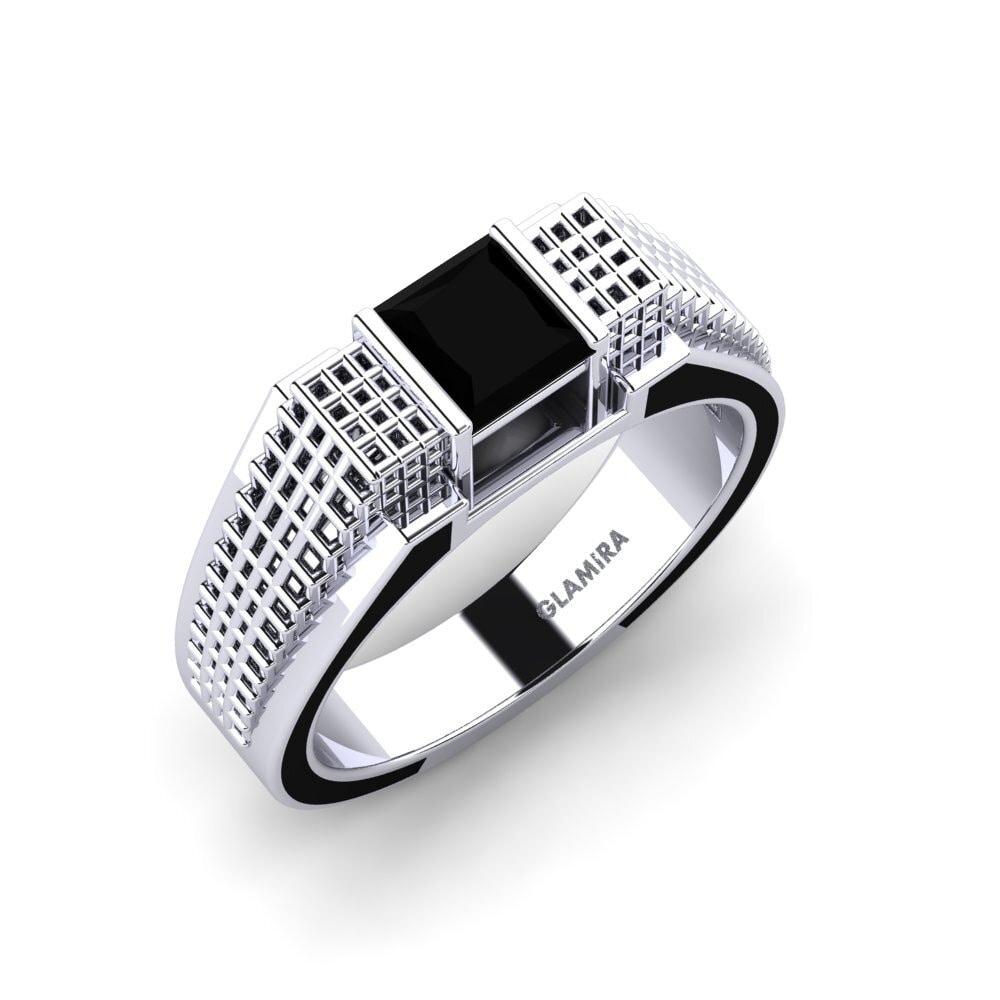 950 Platinum Black Diamond Men's Ring Biqees