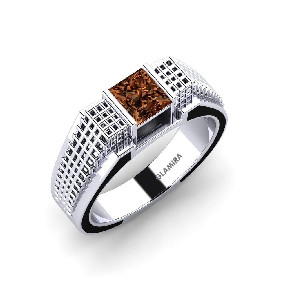 9k White Gold Brown Diamond Men's Ring Biqees