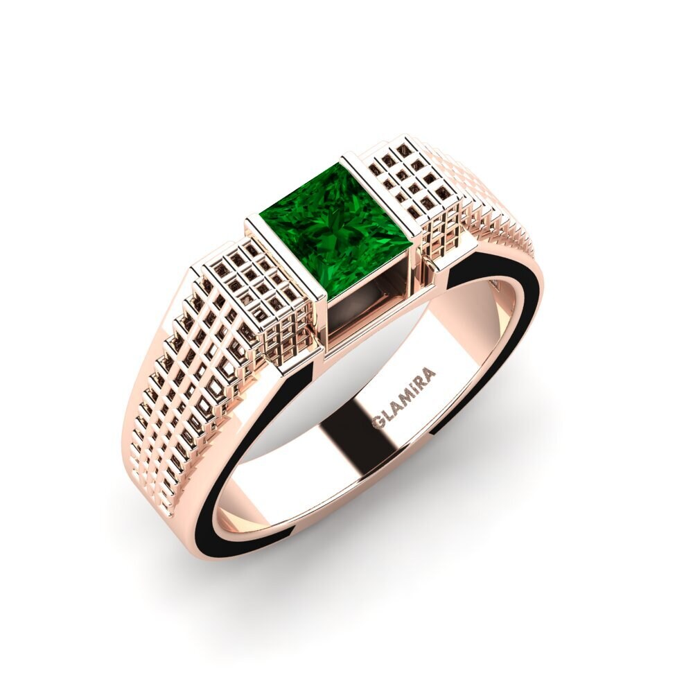 Oro Rosso 375 Zircone Verde Anello da uomo Biqees