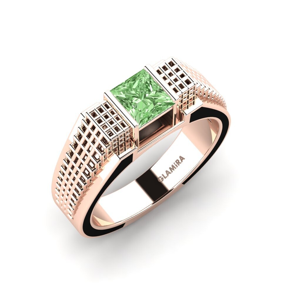 Oro Rosso 375 Diamante Verde Anello da uomo Biqees