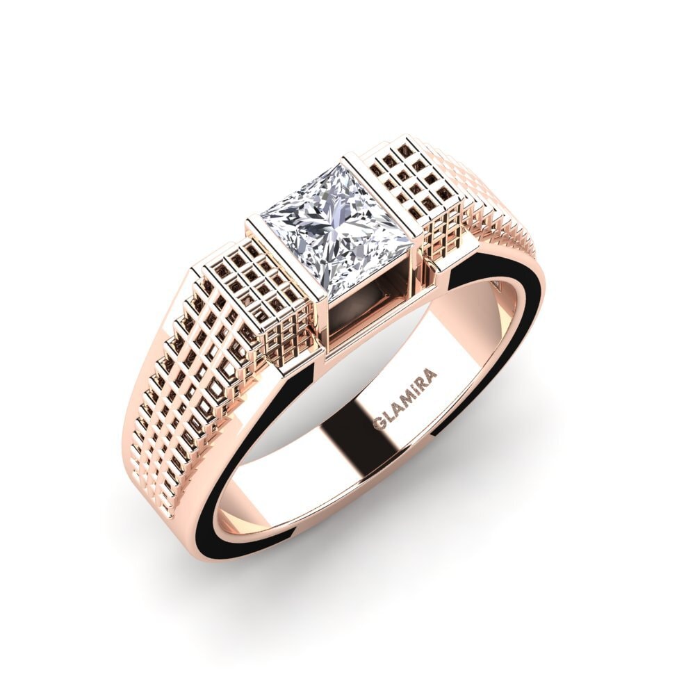 Oro Rosso 375 Diamante cresciuto in laboratorio Anello da uomo Biqees