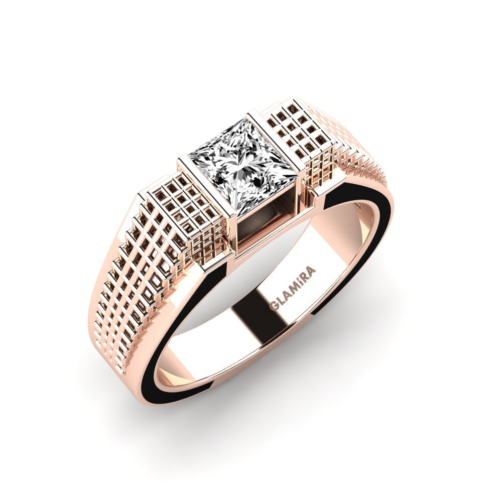 Oro Rosso 585 Moissanite Anello da uomo Biqees