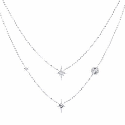 Necklace Birdun 585 White Gold & Diamond & White Sapphire