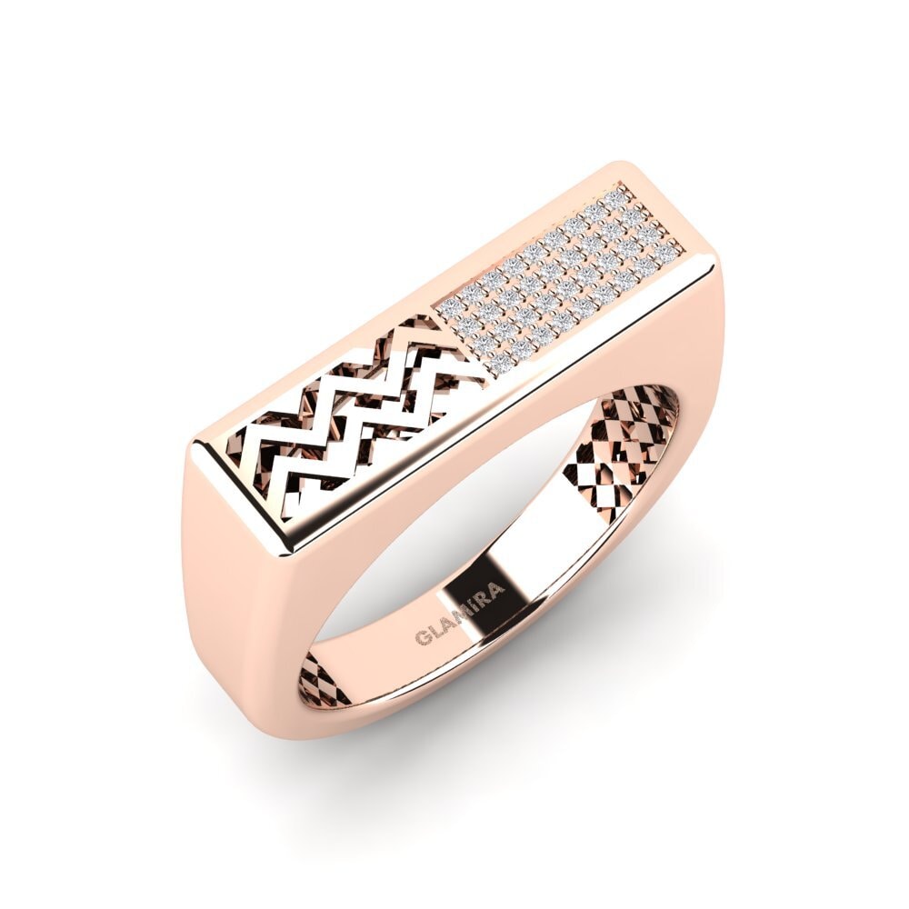14k Oro Rosa Diamante Anillo de Hombre Bisogno