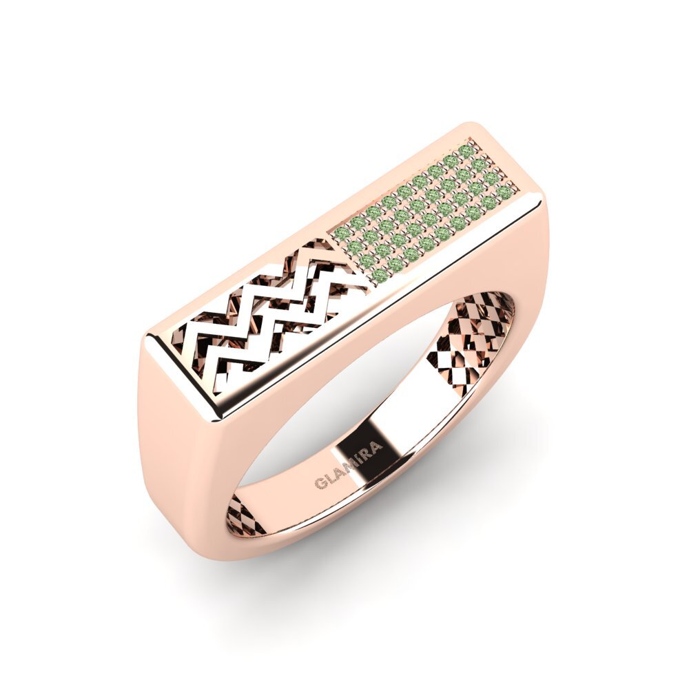 Oro Rosso 375 Diamante Verde Anello da uomo Bisogno
