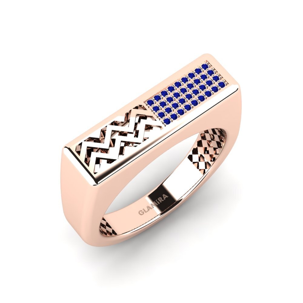 Oro Rosso 750 Zaffiro Anello da uomo Bisogno