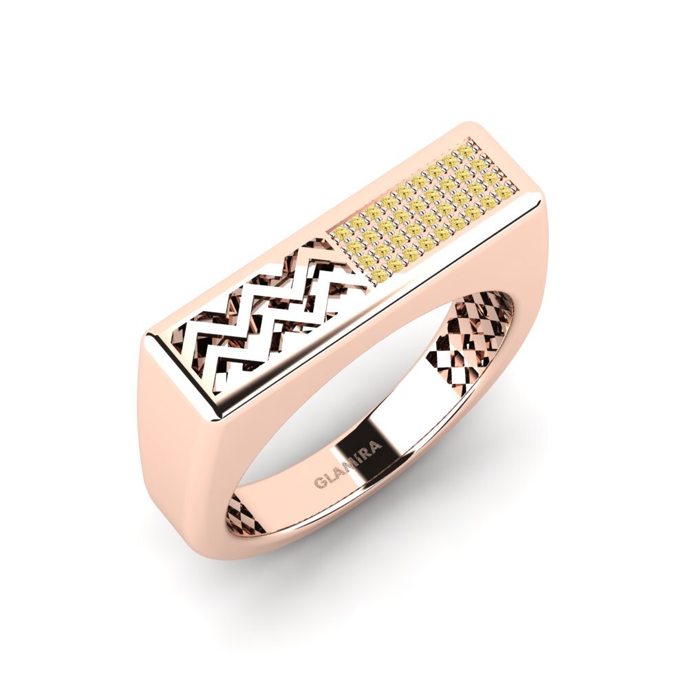 Oro Rosso 750 Diamante Giallo Anello da uomo Bisogno