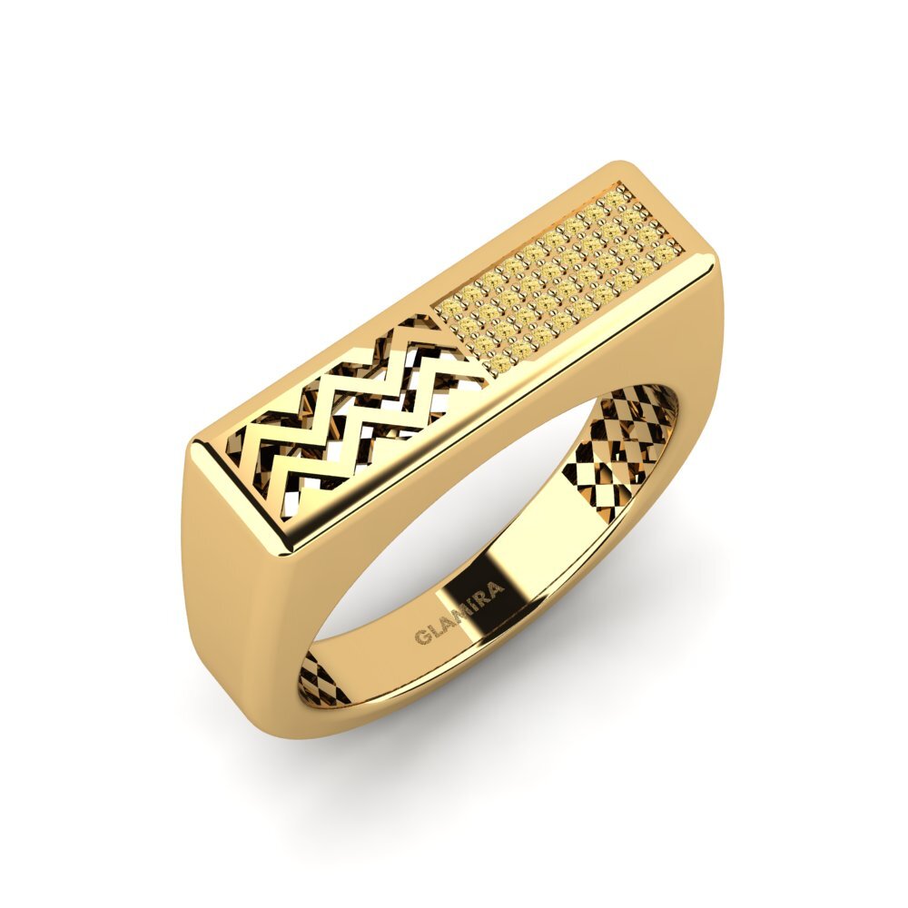 Oro Giallo 585 Diamante Giallo Anello da uomo Bisogno
