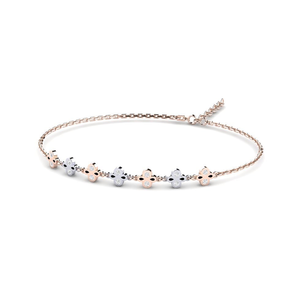 9ct Rose & White Gold White sapphire Women's Bracelet Bitted