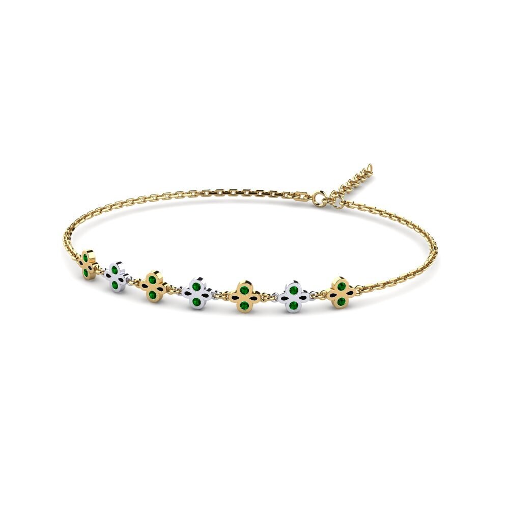 9ct Yellow & White Gold Green Zirconia Women's Bracelet Bitted